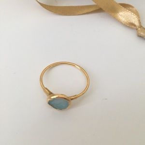 Dainty gold aquamarine ring
